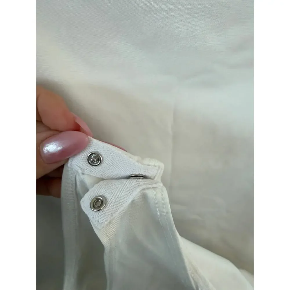 Live in the Moment White Sleeveless Bodysuit Size L Minimalist Stretch Tank Snap - Picture 5 of 7